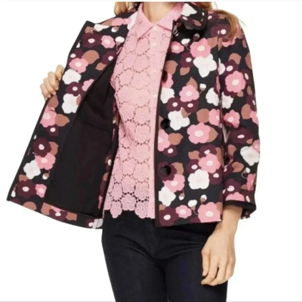 KATE SPADE New York Blooming Floral A-Line Boxy Swing Fit Jacket
